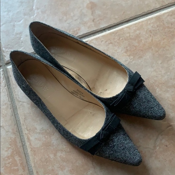 J. Crew Shoes - J. Crew Neutral Colors Marled Tweed Bow Pointed Toe Flats Size 7